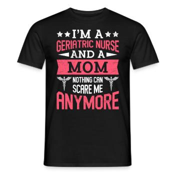 Rien ne peut me faire peur Je suis infirmière en gériatrie - T-shirt homme - noir - Devant - AI Model Male 178 light (178cm)