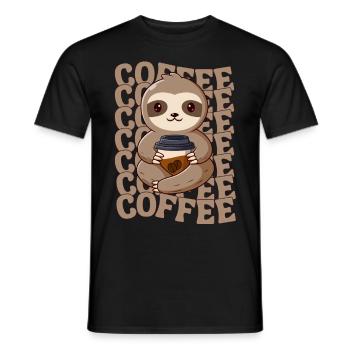 Sloth Coffee Cafe Sloth needs coffee - Men's T-Shirt - black - Front - AI Model Male 178 light (178cm)