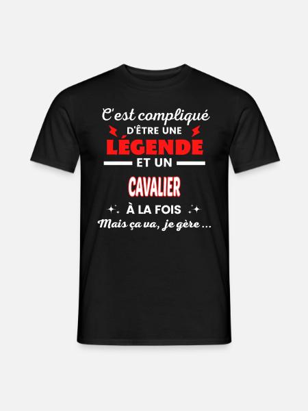 C'est compliqué phrase drôle CAVALIER - T-shirt homme - noir