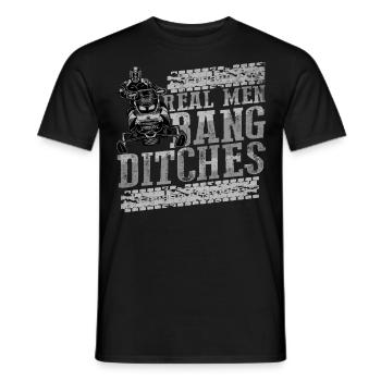 Real Men Bang Ditches Snowmobile - Men's T-Shirt - black - Front - AI Model Male 178 light (178cm)