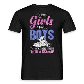 Cette fille passe devant des garçons avec une motoneige Braaaap - T-shirt homme - noir - Devant - AI Model Male 178 light (178cm)