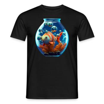 Goldfish in a fishbowl - Men's T-Shirt - black - Front - AI Model Male 178 light (178cm)