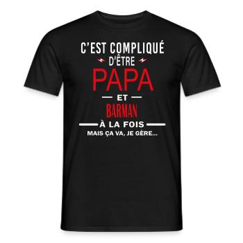 papa Et BARMAN cadeau citation - T-shirt homme - noir - Devant - AI Model Male 178 light (178cm)