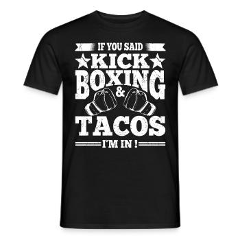 Kickboxing & Tacos Boxing Gloves Funny Kickboxer - Men's T-Shirt - black - Front - AI Model Male 178 light (178cm)