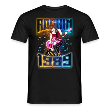 Rockin Since 1989 Rockmusik Fan 33. Geburtstag - Männer T-Shirt - Schwarz - Vorne - AI Model Male 178 light (178cm)