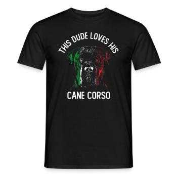 Ce mec aime son Corso de canne - T-shirt homme - noir - Devant - AI Model Male 178 light (178cm)