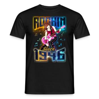 Rockin Since 1946 Rockmusik Fan 76. Geburtstag - Männer T-Shirt - Schwarz - Vorne - AI Model Male 178 light (178cm)