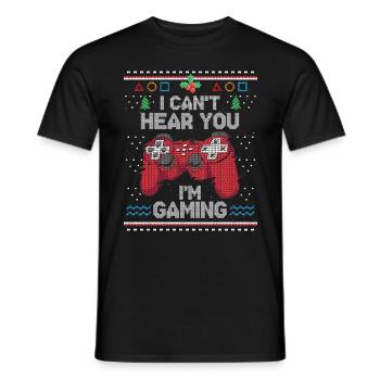 Je ne peux pas vous entendre dans le jeu de Noël - T-shirt homme - noir - Devant - AI Model Male 178 light (178cm)
