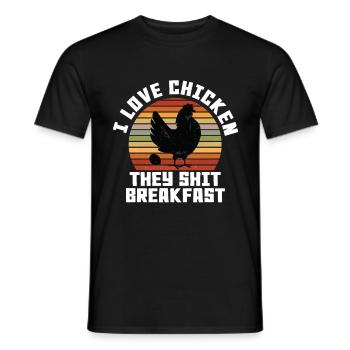 J’adore le poulet Ils chient le petit déjeuner - T-shirt homme - noir - Devant - AI Model Male 178 light (178cm)