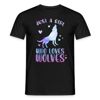 Just A Girl Who Loves Wolves - Männer T-Shirt - Schwarz - Vorne - AI Model Male 178 light (178cm)