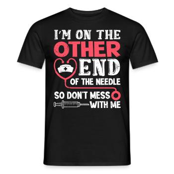 I'm on the other end needle nurse - Men's T-Shirt - black - Front - AI Model Male 178 light (178cm)