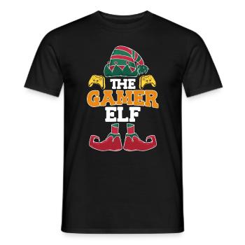 Gaming Spruch the Gamer Elf Nikolaus Weihnachten - Männer T-Shirt - Schwarz - Vorne - AI Model Male 178 light (178cm)