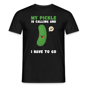 Mon cornichon m’appelle et je dois partir - T-shirt homme - noir - Devant - AI Model Male 178 light (178cm)