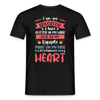 Glitter in the hair Sticking to the hands Educator - Men's T-Shirt - black - Front - AI Model Male 178 light (178cm)