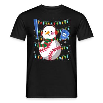 Baseball Snowman Baseball Player - Men's T-Shirt - black - Front - AI Model Male 178 light (178cm)