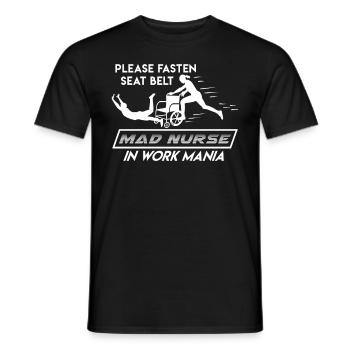 Veuillez attacher votre ceinture de sécurité à une infirmière gériatrique frénétique au travail - T-shirt homme - noir - Devant - AI Model Male 178 light (178cm)