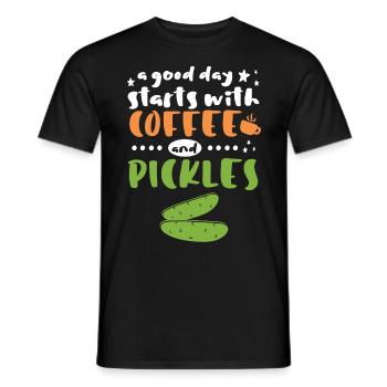 Starts With Coffee and Pickles - Men's T-Shirt - black - Front - AI Model Male 178 light (178cm)