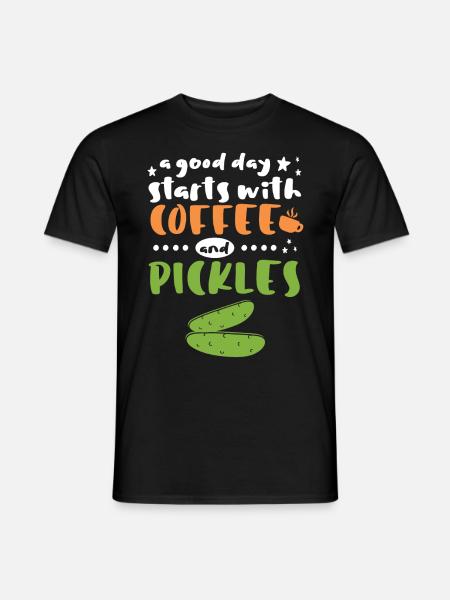 Starts With Coffee and Pickles - Men's T-Shirt - black