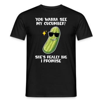Tu veux voir mon concombre Elle est vraiment grande - T-shirt homme - noir - Devant - AI Model Male 178 light (178cm)