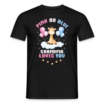 Pink Or Blue Grandma Loves You - Men's T-Shirt - black - Front - AI Model Male 178 light (178cm)