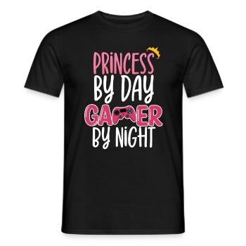 Princess By Day Gamer By Night - Men's T-Shirt - black - Front - AI Model Male 178 light (178cm)