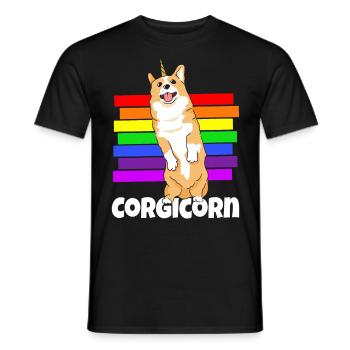 Corgi Dog Corgis Welsh-Corgi Dog Race Animal Dog - T-shirt homme - noir - Devant - AI Model Male 178 light (178cm)