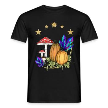 Pumpkins in Magic Land - Men's T-Shirt - black - Front - AI Model Male 178 light (178cm)