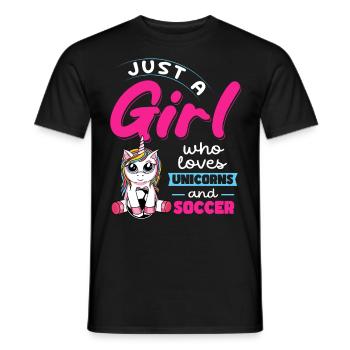 Just A Girl Who Loves Unicorns And Soccer - Männer T-Shirt - Schwarz - Vorne - AI Model Male 178 light (178cm)