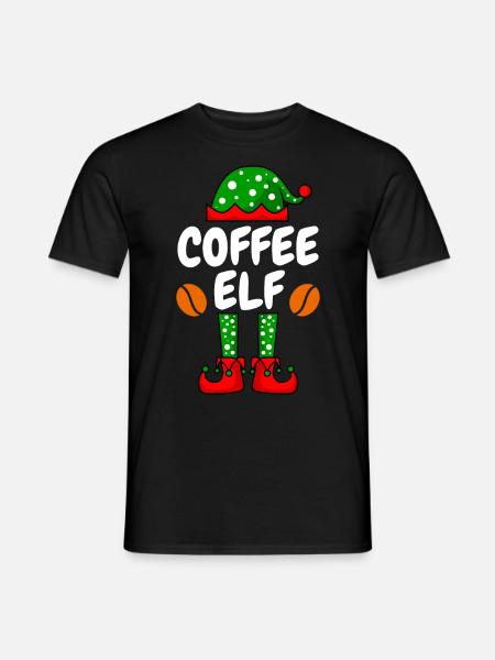 Kaffee Elfe Kaffeetrinker - Männer T-Shirt - Schwarz
