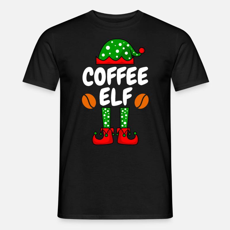 Kaffee Elfe Kaffeetrinker - Männer T-Shirt - Schwarz