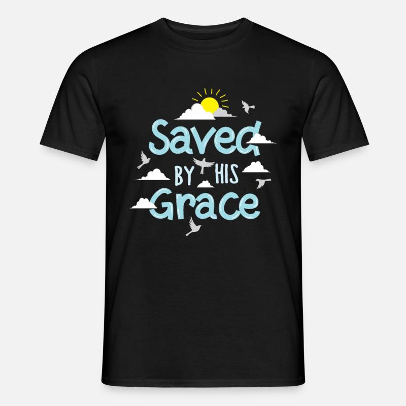 Saved By His Grace - Männer T-Shirt - Schwarz
