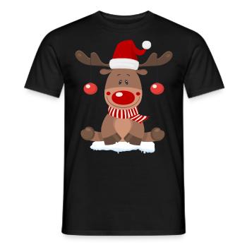 Reindeer Christmas - Men's T-Shirt - black - Front - AI Model Male 178 light (178cm)