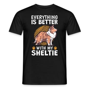Alles ist besser mit einem Shetland Sheepdog - Männer T-Shirt - Schwarz - Vorne - AI Model Male 178 light (178cm)
