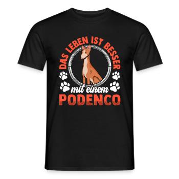 Leben mit Podenco spanischer Podenco - Männer T-Shirt - Schwarz - Vorne - AI Model Male 178 light (178cm)