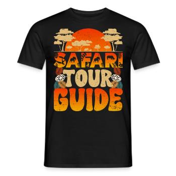 Safari Tour Guide Africa Vintage Wild Animals - Men's T-Shirt - black - Front - AI Model Male 178 light (178cm)