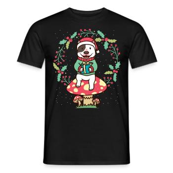 Miniature Bull Terrier Dog Christmas Wreath - Men's T-Shirt - black - Front - AI Model Male 178 light (178cm)