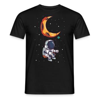 Astronaut rocks astronomer alien on the moon - Men's T-Shirt - black - Front - AI Model Male 178 light (178cm)