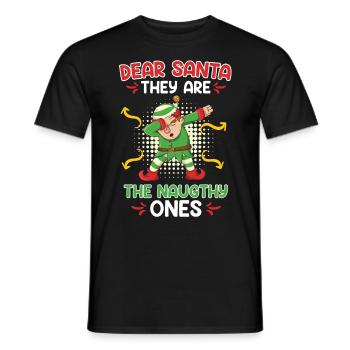 Dear Santa they are the Naughty ones Elf Costume - Men's T-Shirt - black - Front - AI Model Male 178 light (178cm)