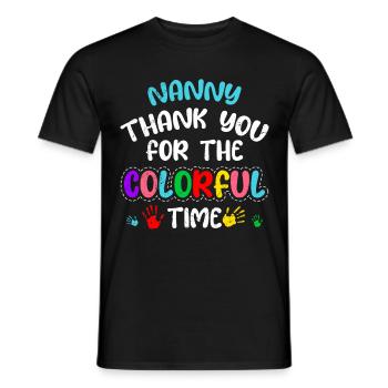 Merci beaucoup pour le temps coloré Merci assistante maternelle - T-shirt homme - noir - Devant - AI Model Male 178 light (178cm)
