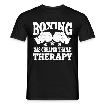 Boxing Is Cheaper Than Therapy Boxing Gloves - Männer T-Shirt - Schwarz - Vorne - AI Model Male 178 light (178cm)