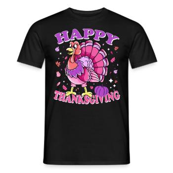 Female Turkey Happy Thanksgiving - Men's T-Shirt - black - Front - AI Model Male 178 light (178cm)