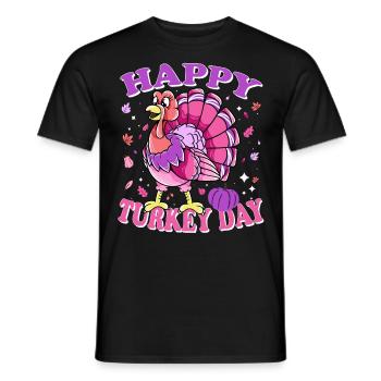 Thanksgiving Female Turkey Happy Turkey Day - Men's T-Shirt - black - Front - AI Model Male 178 light (178cm)