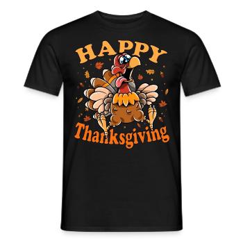 Thanksgiving Funny Turkey Happy Turkey Day - Men's T-Shirt - black - Front - AI Model Male 178 light (178cm)