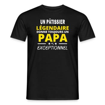 PÂTISSIER légendaire drôle papa exceptionnel - T-shirt homme - noir - Devant - AI Model Male 178 light (178cm)
