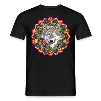 Wald Tier Waldbewohner Geschenk Mandala Wolf - Männer T-Shirt - Schwarz - Vorne - AI Model Male 178 light (178cm)