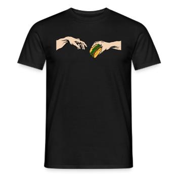 Funny burger type cheeseburger - Men's T-Shirt - black - Front - AI Model Male 178 light (178cm)
