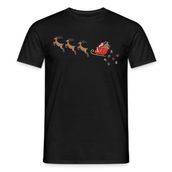 Santa Claus Sleigh Rudolph Reindeer Gifts - Men's T-Shirt - black - Front - AI Model Male 178 light (178cm)