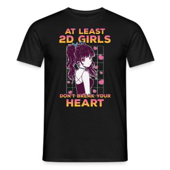 Wenigstens brechen 2D-Mädchen dir nicht das Herz - Männer T-Shirt - Schwarz - Vorne - AI Model Male 178 light (178cm)