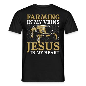 Farming Farmer Faith Christian - Männer T-Shirt - Schwarz - Vorne - AI Model Male 178 light (178cm)