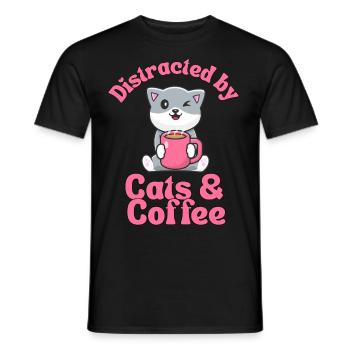 Kaffee Katze kawaii Kaffee und Katzen Liebhaber - Männer T-Shirt - Schwarz - Vorne - AI Model Male 178 light (178cm)